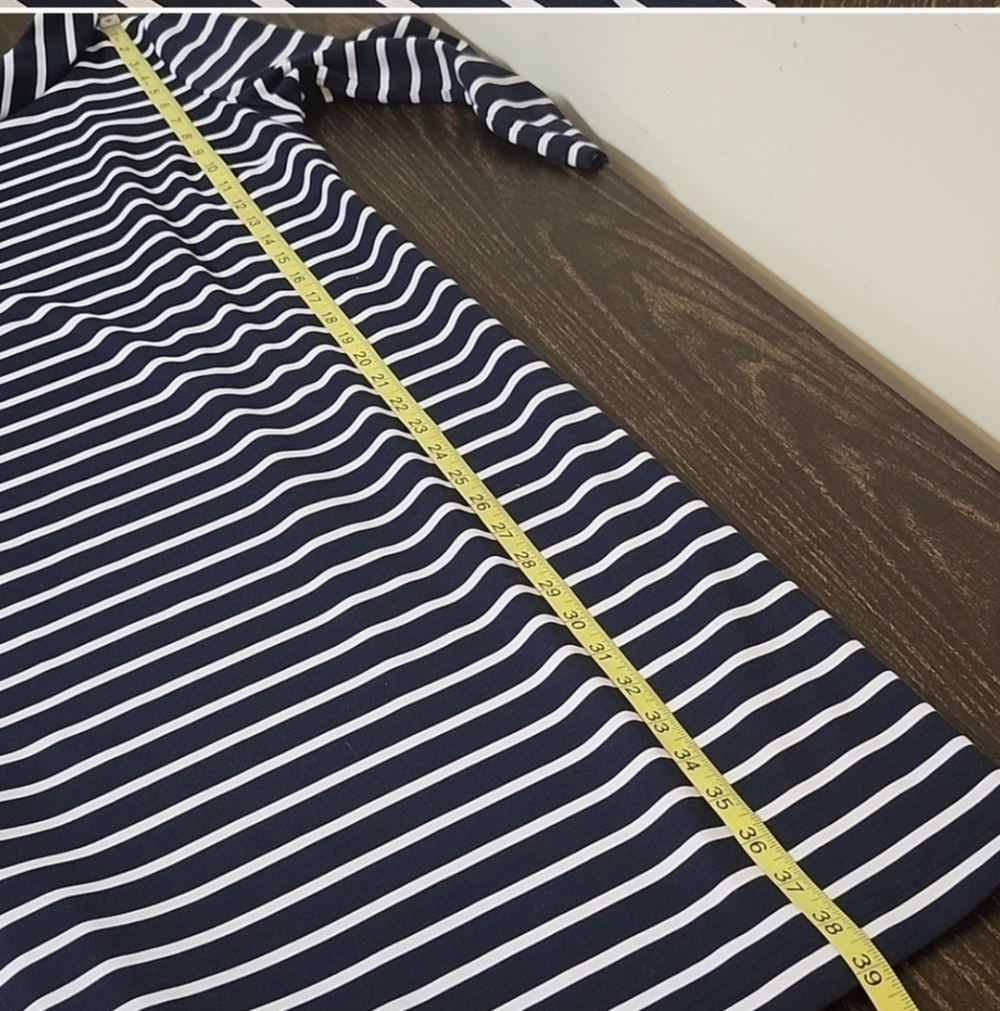 Talbots Vintage Style Boatneck midi Midi Dress Stripe Small Career Office Shift - Picture 7 of 7